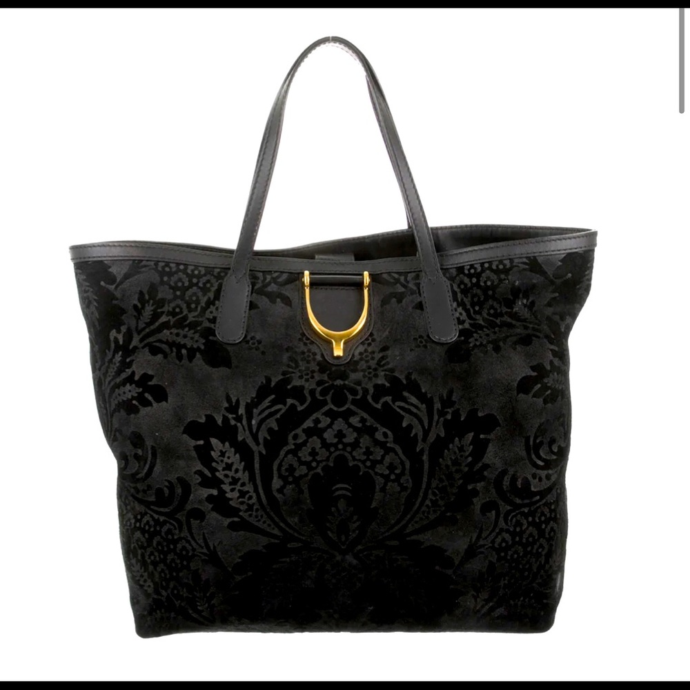 Gucci Stirrup brocade velvet tote bag